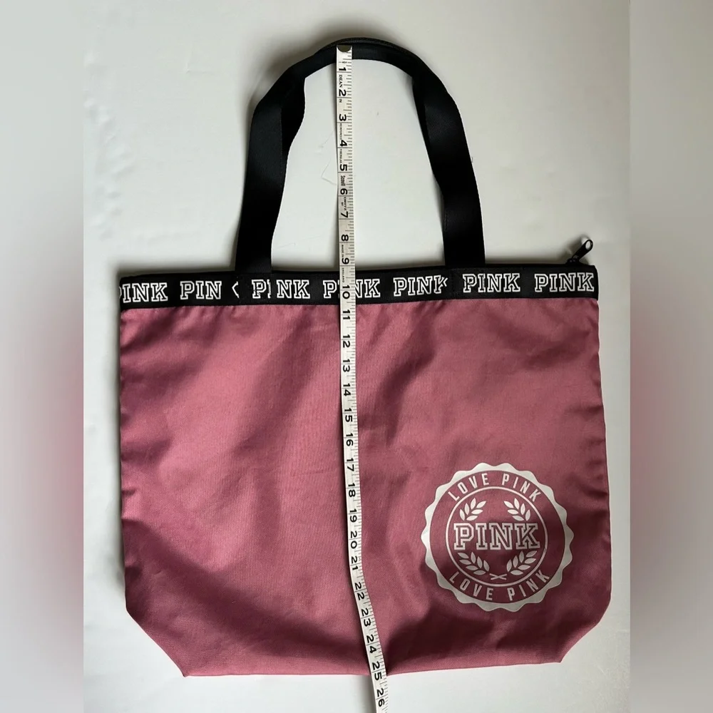 PINK Victoria's Secret Love Pink & Black Zipper Tote Gym Bag Grocery Carry All